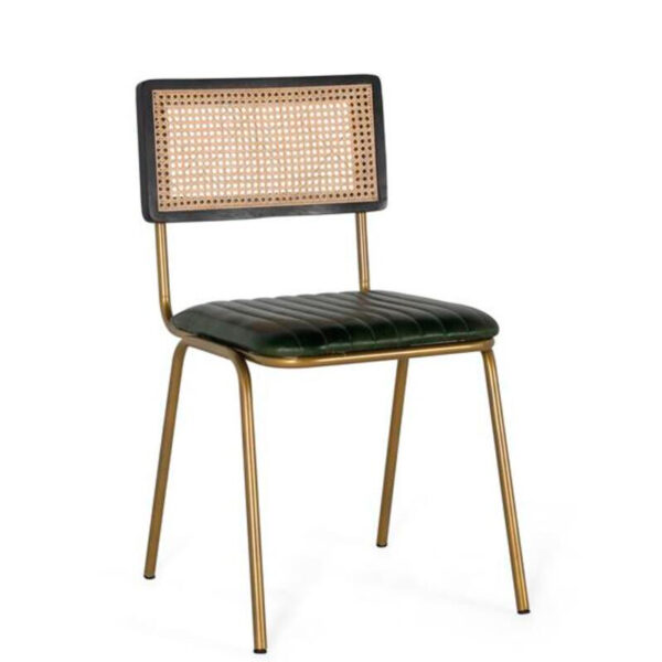 Silla piel verde y rejilla