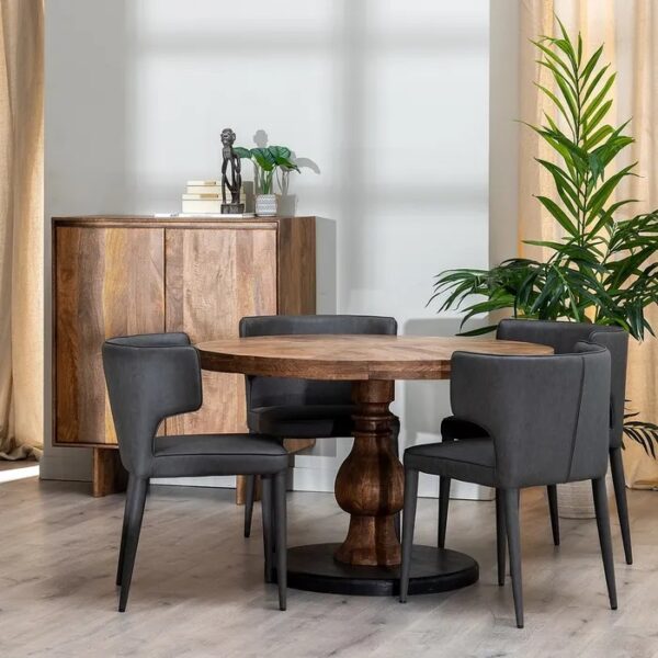 Mesa redonda natural-negro 120