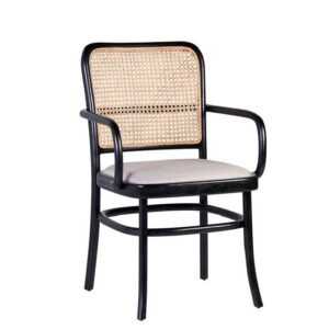 Sillón negro de teka con rejilla