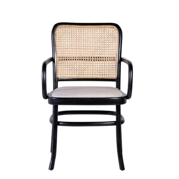 Sillón negro de teka con rejilla